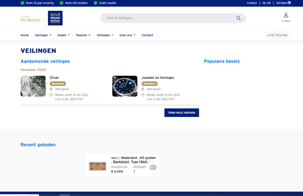 Veilingplatform homepage