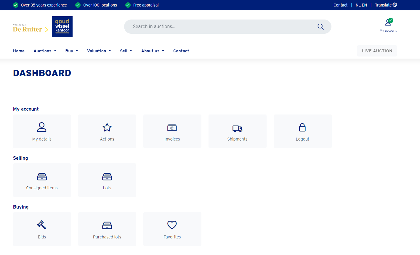 Account dashboard